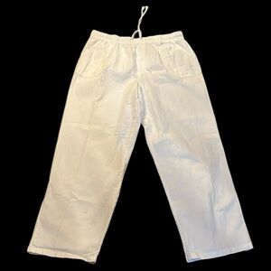 BASIC EDITIONS RELAXED FIT GARMENT DYED COTTON PANTS WHITE SIZE L NEW WITH TAGS